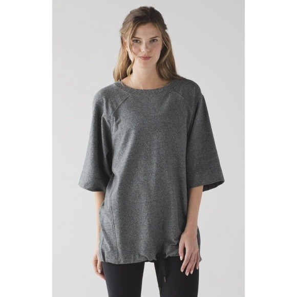 lululemon athletica Tops - Lululemon Split Short Sleeve Tunic Oversized Sweatshirt Womens 8 Heathered Gray